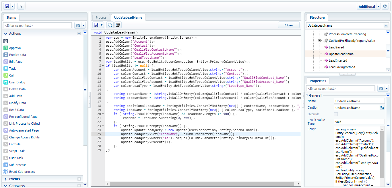 Modify existing process for giving lead name Community Creatio